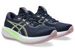Laufschuh ASICS "GEL-CUMULUS 28", Damen, Gr. 37,5, midnight, illuminate grün, Synthetik, Schuhe Laufschuh, sportlicher Stil, leicht profiliertes Laufsohlenprofil, Schnürung