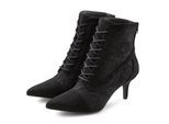 Schnürstiefelette LASCANA "Sommerstiefelette", Damen, Gr. 37, schwarz, Obermaterial: 100% Textilmaterial. Decksohle: 100% Lederimitat. Futter: 100% Lederimitat. Laufsohle: 100% Synthetik, unifarben, Schuhe Schnürstiefelette, in sexy Spitzen Optik, Stiefel