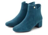 Stiefelette LASCANA "Sommerstiefelette", Damen, Gr. 38, blau (petrol), Obermaterial: 100% Textilmaterial. Decksohle: 100% Textilmaterial. Futter: 100% Textilmaterial. Laufsohle: 100% Synthetik, unifarben, Basic,festlich, Schuhe Stiefelette, mit bequemen Blockabsatz, Ankle Boots, Stiefel VEGAN
