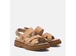 Sandale TIMBERLAND "Clairemont Way CROSS STRAP SANDAL", Damen, Gr. 38 (7), beige (md bei nubuc), Leder, Schuhe Sandale