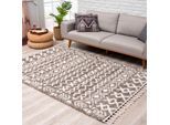 Hochflor-Teppich CARPET CITY "Pulpy 514" Gr. 36, grau, B:100cm H:30mm L:300cm, Kunstfaser, Teppiche, Fransenteppich, besonders weich, mit Fransen, Ethno Look