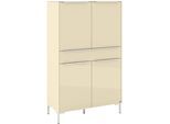Highboard "Reno", kaschmir matt lack, glas kaschmir glanz, B:92cm H:154cm T:42cm, Glas, Holzwerkstoff, SET ONE BY MUSTERRING, Sideboards, Highboard, Mit Winkelfuß in diversen Farben, 154 cm Höhe & Farbauswahl