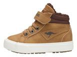 Sneaker KANGAROOS "KAVU III", Mädchen, Gr. 24, gelb (tan gelb, coffee), Synthetik, Textil, Schuhe Sneaker, Warmfutter
