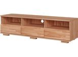 Lowboard OTTO HOME "VETRO Teilmassiv, Fronten Massivholz, Wohnzimmer, Stauraum,Griffmulde", braun (weiß, neutral), B:150cm H:40cm T:40cm, Sideboards, Lowboard, B/T/H:150/40/40 cm, 3 Schubladen, 3 offene Fächer, kabeldurchführung