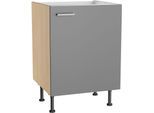 Spülenschrank KOCHSTATION "KS-Lucy", basaltgrau, eiche hell, B:60cm H:87cm T:58,1cm, Schränke, Spülenschrank, Breite 60 cm, mit 1 Tür, höhenverstellbare Füße, Soft-Close