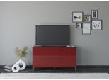 Lowboard "Reno", graphit schwarz matt lack, glas bordeauxrot glanz, B:137cm H:75cm T:42cm, Glas, Holzwerkstoff, SET ONE BY MUSTERRING, Sideboards, Lowboard, Mit Vierkantfuß in diversen Farben, 75 cm Höhe & Farbauswahl