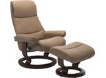 Relaxsessel STRESSLESS "View", braun (almond paloma), B:78cm H:105cm T:78cm, Leder BATICK: BATICK ist ein leicht korrigiertes, durchgefärbtes und genarbtes Möbelleder, bei dem die meisten Unebenheiten und Spuren in der Regel entfernt wurden.;Leder PALOMA: PALOMA ist ein durchgefärbtes Semianilin-Möbelleder mit natürlicher Narbung.;ROHLEDER Stoff Q2 FARON: Ein fester zuverlässiger Bouclé mit einem