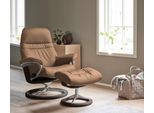 Relaxsessel STRESSLESS "Sunrise", braun (almond paloma), B:92cm H:105cm T:80cm, Leder BATICK: BATICK ist ein leicht korrigiertes, durchgefärbtes und genarbtes Möbelleder, bei dem die meisten Unebenheiten und Spuren in der Regel entfernt wurden.;Leder PALOMA: PALOMA ist ein durchgefärbtes Semianilin-Möbelleder mit natürlicher Narbung.;ROHLEDER Stoff Q2 FARON: Ein fester zuverlässiger Bouclé mit ein