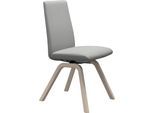 Polsterstuhl STRESSLESS "Laurel", grau (grau dinamica, eiche gekalkt), B:49cm H:92cm T:59cm, Microfaser DINAMICA (88% Polyester, 12% Polyurethan), Stühle, Polsterstuhl, Low Back, Größe M, mit schräggestellten Beinen in Eiche gekalkt
