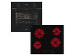 EXQUISIT Backofen-Set "BAKO KomfortPlus schwarz", Energieeffizienz: A, schwarz, Herdsets, mühelos kochen: ca.70C Sauce warmhalten, ca.92C Brühe simmern, Backofen-Set