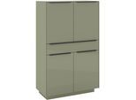 Highboard "Reno", olivgrün matt lack, glas olivgrün glanz, B:92cm H:148cm T:42cm, Glas, Holzwerkstoff, SET ONE BY MUSTERRING, Sideboards, Highboard, Mit Sockel in diversen Farben, 148 cm Höhe & Farbauswahl