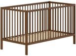 Babybett VIPACK "DINO, ideal für Ihr Kinderzimmer, Made in Europe, Buche massiv", buche nussbaum farbig, H:84,4cm L:144,4cm T:75,5cm, Massivholz, Babybetten, Babybett, 70/140cm, 3-fach höhenverstellbar, umbaubar, Buche Nussbaumfarbig