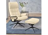 Relaxsessel STRESSLESS "London", beige (vanilla paloma), B:80cm H:116cm T:71cm, Leder BATICK: durchgefärbtes und genarbtes Möbelleder;Leder PALOMA: durchgefärbtes Semianilin-Möbelleder;ROHLEDER Stoff Q2 FARON (100% Polyester im Flor, Grundgewebe: 50% Polyester, 50% Polyacryl), Sessel, Relaxsessel, mit Hocker, High Back, mit Star Base, Gestell Schwarz