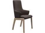 Polsterstuhl STRESSLESS "Laurel", braun (braun batick, eiche gekalkt), B:58cm H:105cm T:60cm, Leder BATICK: BATICK ist ein leicht korrigiertes, durchgefärbtes und genarbtes Möbelleder, bei dem die meisten Unebenheiten und Spuren in der Regel entfernt wurden., Stühle, Polsterstuhl, High Back mit Armlehne, Größe L, mit abgerundeten Beinen in Eiche