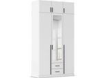 Kleiderschrank RAUCH "Schrank Garderobe Wäscheschrank GAMMA in 4 Breiten 91-226 cm", alpinweiß, griffstangen graumetallic, B:136cm H:248cm T:54cm, Holzwerkstoff, Schränke, Kleiderschrank, mit Schubladen und Schrankaufsatz sowie Spiegel MADE IN GERMANY