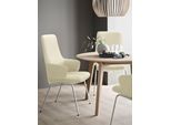 Polsterstuhl STRESSLESS "Laurel", beige (vanilla paloma, schwarz matt), B:58cm H:105cm T:60cm, Leder PALOMA: PALOMA ist ein durchgefärbtes Semianilin-Möbelleder mit natürlicher Narbung., Stühle, Polsterstuhl, High Back mit Armlehne, Größe L, mit Beinen aus Stahl in Schwarz matt