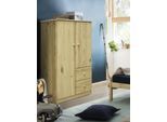 Kleiderschrank MÖBILIA, beige (natur), B:80cm H:136cm T:43cm, Massivholz, Schränke, Kleiderschrank, Schubladen mit Metallschienen