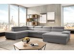 Wohnlandschaft SIT & MORE "Valantine U-Form, B: 349 cm", grau, B:349cm H:73cm T:226cm, 100% Polyester, Sofas, Wohnlandschaft, mit Arm- & Kopfteilverstellung, optional mit Bettfunktion