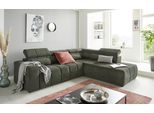 Ecksofa DOMO COLLECTION "BRANDON bequem, Breite 275cm, L-Form, auch in Leder", grün (dunkelgrün), B:275cm H:80cm T:228cm, Sofas, Ecksofa, inklusive Kopfteilverstellung, wahlweise mit Sitztiefenverstellung