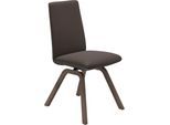 Polsterstuhl STRESSLESS "Laurel", braun (braun batick, walnuss), B:49cm H:92cm T:59cm, Leder BATICK: BATICK ist ein leicht korrigiertes, durchgefärbtes und genarbtes Möbelleder, bei dem die meisten Unebenheiten und Spuren in der Regel entfernt wurden., Stühle, Polsterstuhl, Low Back, Größe M, mit schräggestellten Beinen in Walnuss