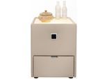Nachtkonsole JOCKENHÖFER GRUPPE "Lancy", beige (greige 440, 27), B:42,5cm H:53cm T:45cm, Glas, Holzwerkstoff, Sideboards, Nachtkonsole, mit LED-Beleuchtung