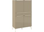 Highboard "Reno", taupe matt lack, glas taupe glanz, B:92cm H:155cm T:42cm, Glas, Holzwerkstoff, SET ONE BY MUSTERRING, Sideboards, Highboard, Mit Winkelfuß in diversen Farben, 155 cm Höhe & Farbauswahl