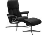 Relaxsessel STRESSLESS "Admiral", schwarz (schwarz batick), B:93cm H:103cm T:79cm, Leder BATICK: BATICK ist ein leicht korrigiertes, durchgefärbtes und genarbtes Möbelleder, bei dem die meisten Unebenheiten und Spuren in der Regel entfernt wurden., Sessel, Relaxsessel, mit Cross Base, Größe M & L, Holzakzent Schwarz