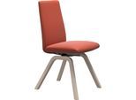 Polsterstuhl STRESSLESS "Laurel", beige (henna batick, eiche gekalkt), B:49cm H:92cm T:59cm, Leder BATICK: BATICK ist ein leicht korrigiertes, durchgefärbtes und genarbtes Möbelleder, bei dem die meisten Unebenheiten und Spuren in der Regel entfernt wurden., Stühle, Polsterstuhl, Low Back, Größe M, mit schräggestellten Beinen in Eiche gekalkt