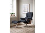 Relaxsessel STRESSLESS "Mayfair", blau (shadow blau paloma), B:92cm H:103cm T:79cm, Leder PALOMA: PALOMA ist ein durchgefärbtes Semianilin-Möbelleder mit natürlicher Narbung., Sessel, Relaxsessel, mit Cross Base, Größe S, M & L, Holzakzent Eiche