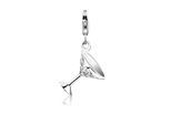 Charm-Einhänger NENALINA "Charm Anhänger Cocktailglas Sektglas Zirkonia 925 Silber" Gr. 30, silber, Charms, Damen, Blacklist, Silber 925 (Sterlingsilber), Charm-Einhänger