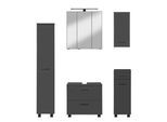 Badmöbel-Set WELLTIME "Trento", Badezimmer-Set, Hängeschrank, Unterschrank, Midischrank", grau (matt grau, grafit), B:120cm H:200cm T:35cm, Holzwerkstoff, MDF, Kastenmöbel-Sets, Badmöbel-Set, Waschbeckenunterschrank, Spiegelschrank inkl. Aufbauleuchte