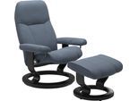 Relaxsessel STRESSLESS "Consul", blau (sparrow blau paloma), B:76cm H:100cm T:71cm, Leder BATICK: BATICK ist ein leicht korrigiertes, durchgefärbtes und genarbtes Möbelleder, bei dem die meisten Unebenheiten und Spuren in der Regel entfernt wurden.;Leder PALOMA: PALOMA ist ein durchgefärbtes Semianilin-Möbelleder mit natürlicher Narbung.;ROHLEDER Stoff Q2 FARON: Ein fester zuverlässiger Bouclé mit