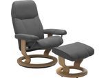 Relaxsessel STRESSLESS "Consul", grau (grau batick), B:76cm H:100cm T:71cm, Leder BATICK: BATICK ist ein leicht korrigiertes, durchgefärbtes und genarbtes Möbelleder, bei dem die meisten Unebenheiten und Spuren in der Regel entfernt wurden.;Leder PALOMA: PALOMA ist ein durchgefärbtes Semianilin-Möbelleder mit natürlicher Narbung.;ROHLEDER Stoff Q2 FARON: Ein fester zuverlässiger Bouclé mit einem s
