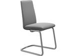 Polsterstuhl STRESSLESS "Laurel", grau (wild dove batick, chrom glänzend), B:53cm H:92cm T:59cm, Leder BATICK: BATICK ist ein leicht korrigiertes, durchgefärbtes und genarbtes Möbelleder, bei dem die meisten Unebenheiten und Spuren in der Regel entfernt wurden., Stühle, Polsterstuhl, Low Back, Größe M, mit Beinen aus Stahl in Chrom glänzend