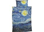 Bettwäsche GOEBEL "Starry Night", blau (moonlight blau), B/L: 155cm x 220cm, 1 Stk., 1 Stk., Satin, B/L: 80cm x 80cm, 2 Stk., Satin, Obermaterial: 100% Baumwolle, Bettwäsche, Bettwäsche, geniales Design von Vincent van Gogh