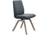 Polsterstuhl STRESSLESS "Laurel", blau (atlantic blau batick, eiche gekalkt), B:49cm H:92cm T:59cm, Leder BATICK: BATICK ist ein leicht korrigiertes, durchgefärbtes und genarbtes Möbelleder, bei dem die meisten Unebenheiten und Spuren in der Regel entfernt wurden., Stühle, Polsterstuhl, Low Back, Größe L, mit schräggestellten Beinen in Eiche gekalkt