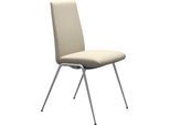 Polsterstuhl STRESSLESS "Laurel", beige (cream batick, chrom matt), B:57cm H:92cm T:59cm, Leder BATICK: BATICK ist ein leicht korrigiertes, durchgefärbtes und genarbtes Möbelleder, bei dem die meisten Unebenheiten und Spuren in der Regel entfernt wurden., Stühle, Polsterstuhl, Low Back, Größe M, mit Beinen aus Stahl in Chrom matt