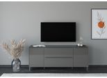 Lowboard "Reno", grau (anthrazit matt lack, glas anthrazit glanz), B:182cm H:75cm T:42cm, Glas, Holzwerkstoff, SET ONE BY MUSTERRING, Sideboards, Lowboard, Mit Vierkantfuß in diversen Farben, 75 cm Höhe & Farbauswahl
