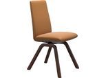 Polsterstuhl STRESSLESS "Laurel", braun (new caramel batick, walnuss), B:49cm H:92cm T:59cm, Leder BATICK: BATICK ist ein leicht korrigiertes, durchgefärbtes und genarbtes Möbelleder, bei dem die meisten Unebenheiten und Spuren in der Regel entfernt wurden., Stühle, Polsterstuhl, Low Back, Größe M, mit schräggestellten Beinen in Walnuss