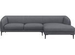 Ecksofa FLEXLUX "Belle Designsofa, L-Form, B/T 288/149 cm", blau (navy blau), B:288cm H:74cm T:149cm, 62% Polyester/17%Cotton/14%Viscose/7%linen, Sofas, Ecksofa, Skandinavisches Design, In hochwertiger Verarbeitung