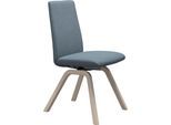 Polsterstuhl STRESSLESS "Laurel", blau (light blau dinamica, eiche gekalkt), B:49cm H:92cm T:59cm, Microfaser DINAMICA (88% Polyester, 12% Polyurethan), Stühle, Polsterstuhl, Low Back, Größe M, mit schräggestellten Beinen in Eiche gekalkt