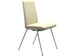 Polsterstuhl STRESSLESS "Laurel", beige (vanilla paloma, chrom matt), B:57cm H:92cm T:59cm, Leder PALOMA: PALOMA ist ein durchgefärbtes Semianilin-Möbelleder mit natürlicher Narbung., Stühle, Polsterstuhl, Low Back, Größe M, mit Beinen aus Stahl in Chrom matt