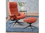 Relaxsessel STRESSLESS "London", rot (henna paloma), B:80cm H:116cm T:71cm, Leder BATICK: durchgefärbtes und genarbtes Möbelleder;Leder PALOMA: durchgefärbtes Semianilin-Möbelleder;ROHLEDER Stoff Q2 FARON (100% Polyester im Flor, Grundgewebe: 50% Polyester, 50% Polyacryl), Sessel, Relaxsessel, mit Hocker, High Back, mit Star Base, Gestell Schwarz