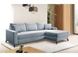 Ecksofa EXXPO - SOFA FASHION "Quattro schlicht & zeitlos, bequem, L-Form, B/T: 247/162 cm", blau (sky), B:247cm H:85cm T:162cm, Sofas, Ecksofa, mit Bettfunktion & Bettkasten. Bezug komplett Webvelours