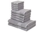 Handtuch Set OTTO HOME "Melli, 2 Duschtücher 70x140, 4 Handtücher 50x100, 4 Gästetücher 30x50", grau (hellgrau), Walkfrottee, Walkfrottee, Obermaterial: 100% Baumwolle, Handtuch-Sets, Handtuch Set, Handtuchset in dezenten Farben mit Bordüre, 100% Baumwoll-Handtücher