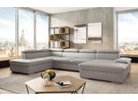 Wohnlandschaft SIT & MORE "Valantine U-Form, B: 349 cm", grau (light grau), B:349cm H:73cm T:226cm, Sofas, Wohnlandschaft, mit Arm- & Kopfteilverstellung, optional mit Bettfunktion