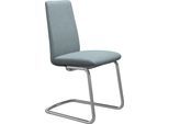 Polsterstuhl STRESSLESS "Laurel", blau (aqua dinamica, chrom glänzend), B:53cm H:92cm T:59cm, Microfaser DINAMICA (88% Polyester, 12% Polyurethan), Stühle, Polsterstuhl, Low Back, Größe M, mit Beinen aus Stahl in Chrom glänzend