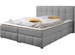 Boxbett HOME AFFAIRE "Niemes inkl. Bettkasten und Topper, auch in Überlänge erhältlich", hellgrau, B:172cm L:210cm, Komplettbetten, Boxbett, Boxbett mit Bettkasten, inkl. Topper