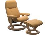 Relaxsessel STRESSLESS "Consul", gelb (honey paloma), B:76cm H:100cm T:71cm, Sessel, Relaxsessel, mit Classic Base, Größe M, Gestell Eiche