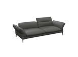 3-Sitzer FLEXLUX "Salino, Funktionssofa, Relaxsofa", grau (warm mineral grau), B:248cm H:88cm T:105cm, 100% Echtleder, Sofas, 3-Sitzer, Sofa mit Arm- und Kopfteil-Verstellungen, Kaltschaum & Stahl-Wellen